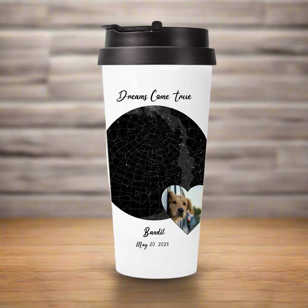 Personalized Stainless Steel Travel Mug: Gotcha Day Dreams with Your Dog's Photo & Name_Doggo Mojo_Travel Mugs_4