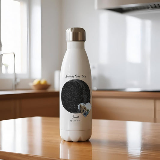 Personalized Stainless Steel Water Bottle: Gotcha Day Dreams with Your Dog's Photo & Name_Doggo Mojo_Water Bottles_1
