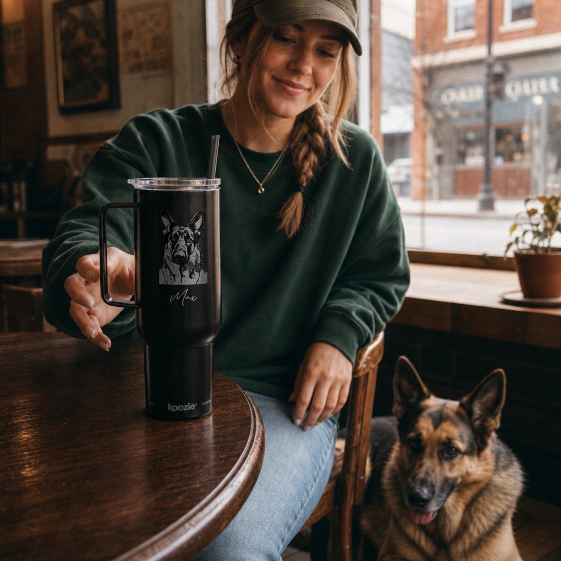 Personalized State College Dog 40oz Recycled Travel Tumbler | Modern Sketch Custom Engraved_Doggo Mojo_Travel Tumbler_2