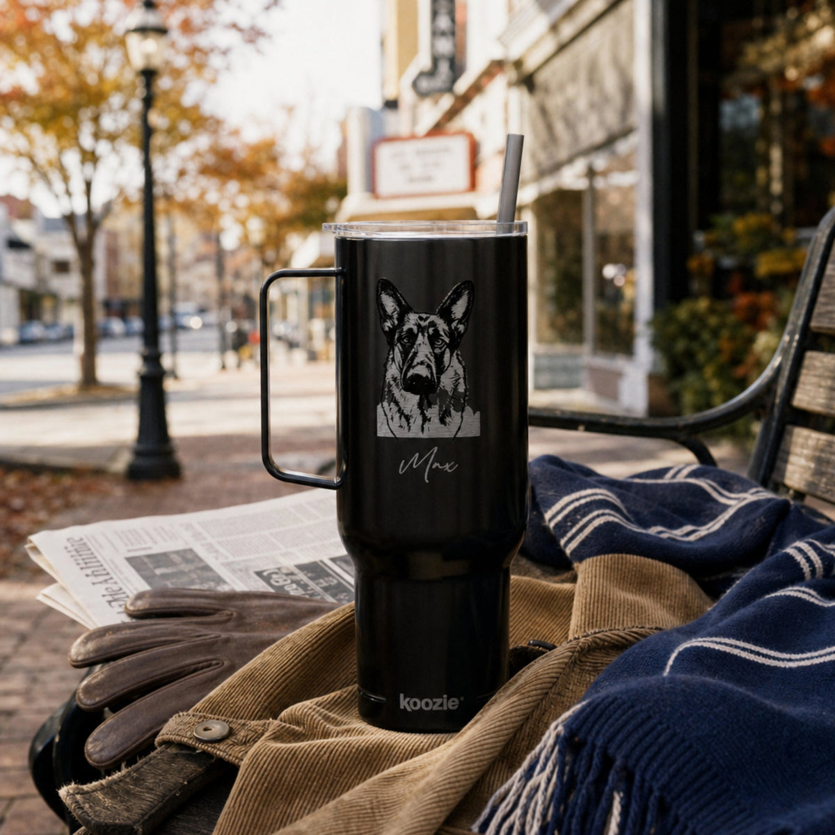 Personalized State College Dog 40oz Recycled Travel Tumbler | Modern Sketch Custom Engraved_Doggo Mojo_Travel Tumbler_4