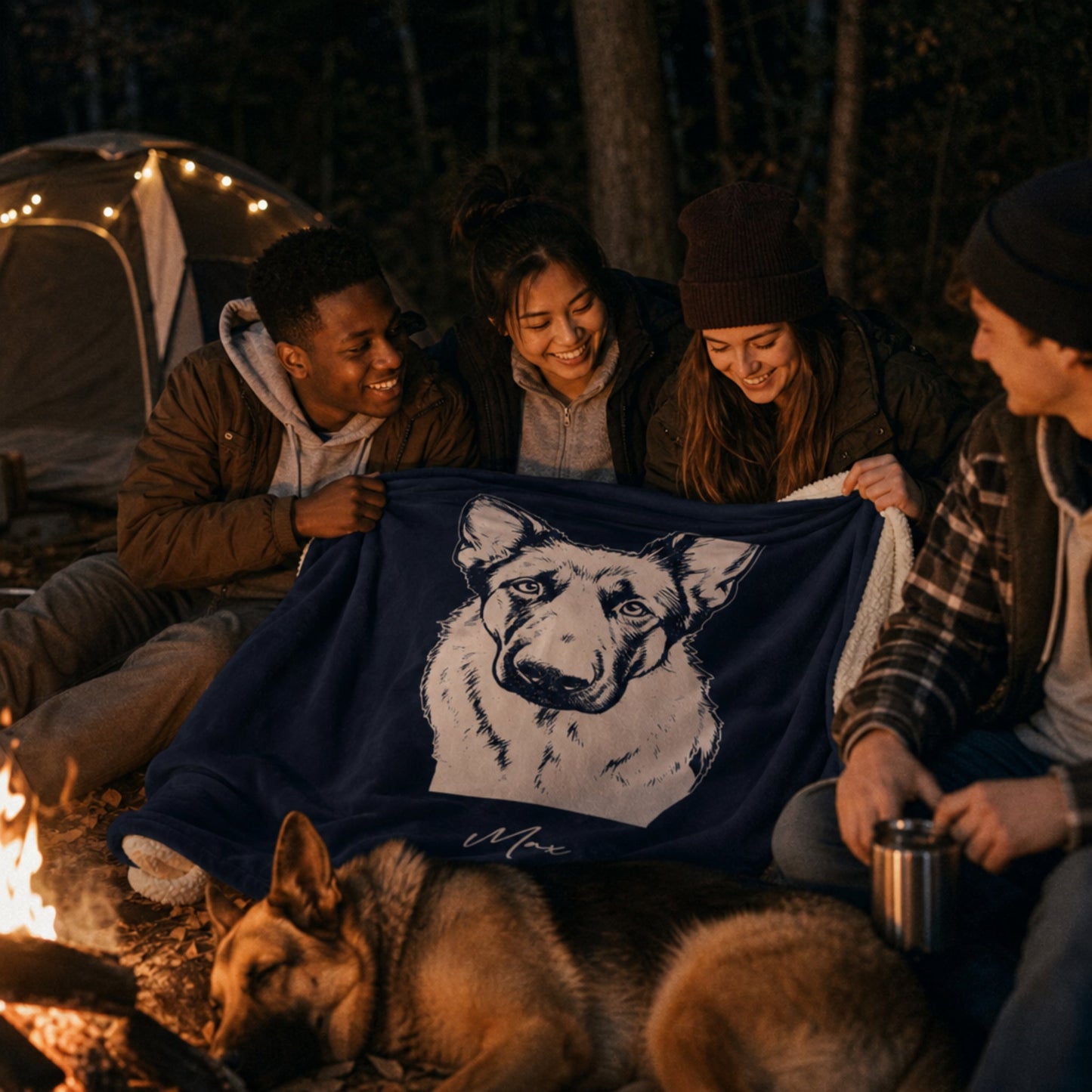 Personalized State College Dog Sherpa Blanket | Modern Sketch Photo Upload_Doggo Mojo_Sherpa Blankets_1
