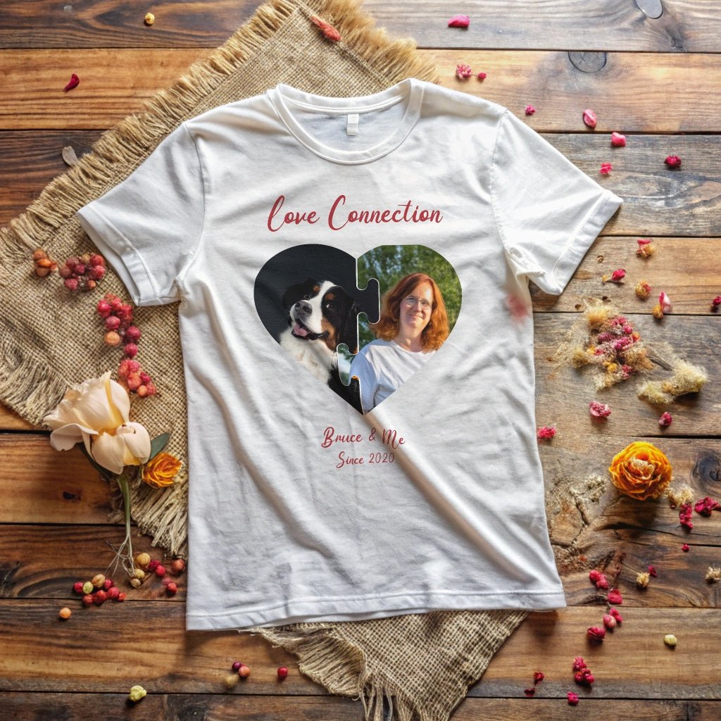 Personalized T-Shirt: Love Connection with 2 Photos & Names_Doggo Mojo_T-shirts_4