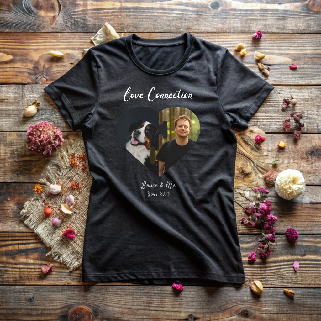Personalized T-Shirt: Love Connection with 2 Photos & Names_Doggo Mojo_T-shirts_6