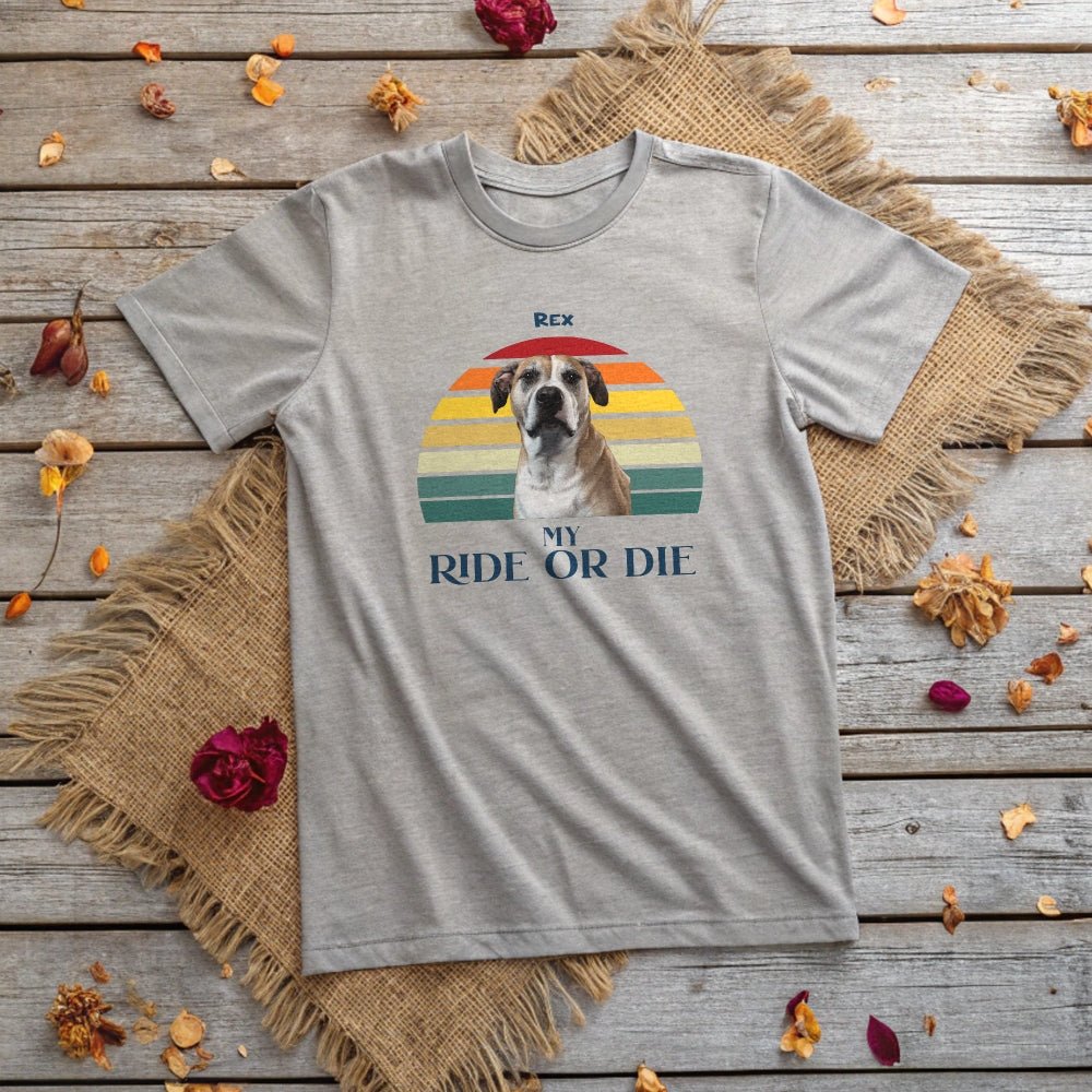 Personalized T-shirt: My Ride or Die with Your Dog's Photo & Name_Doggo Mojo_T-shirts_5