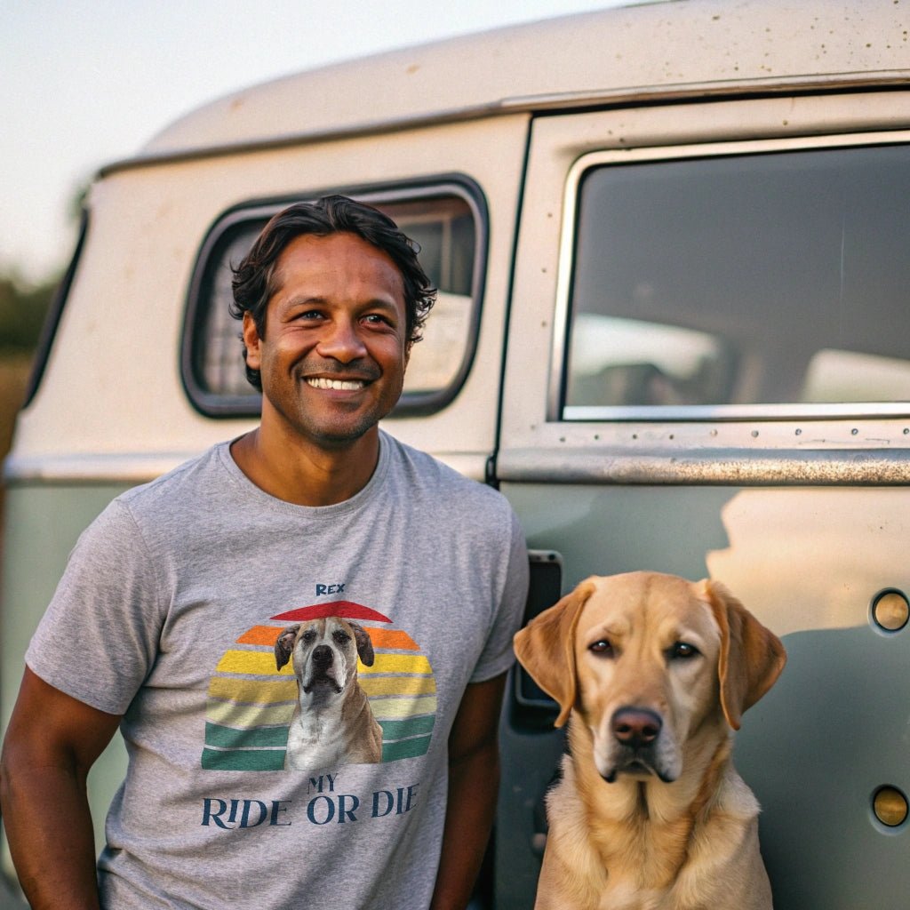 Personalized T-shirt: My Ride or Die with Your Dog's Photo & Name_Doggo Mojo_T-shirts_2