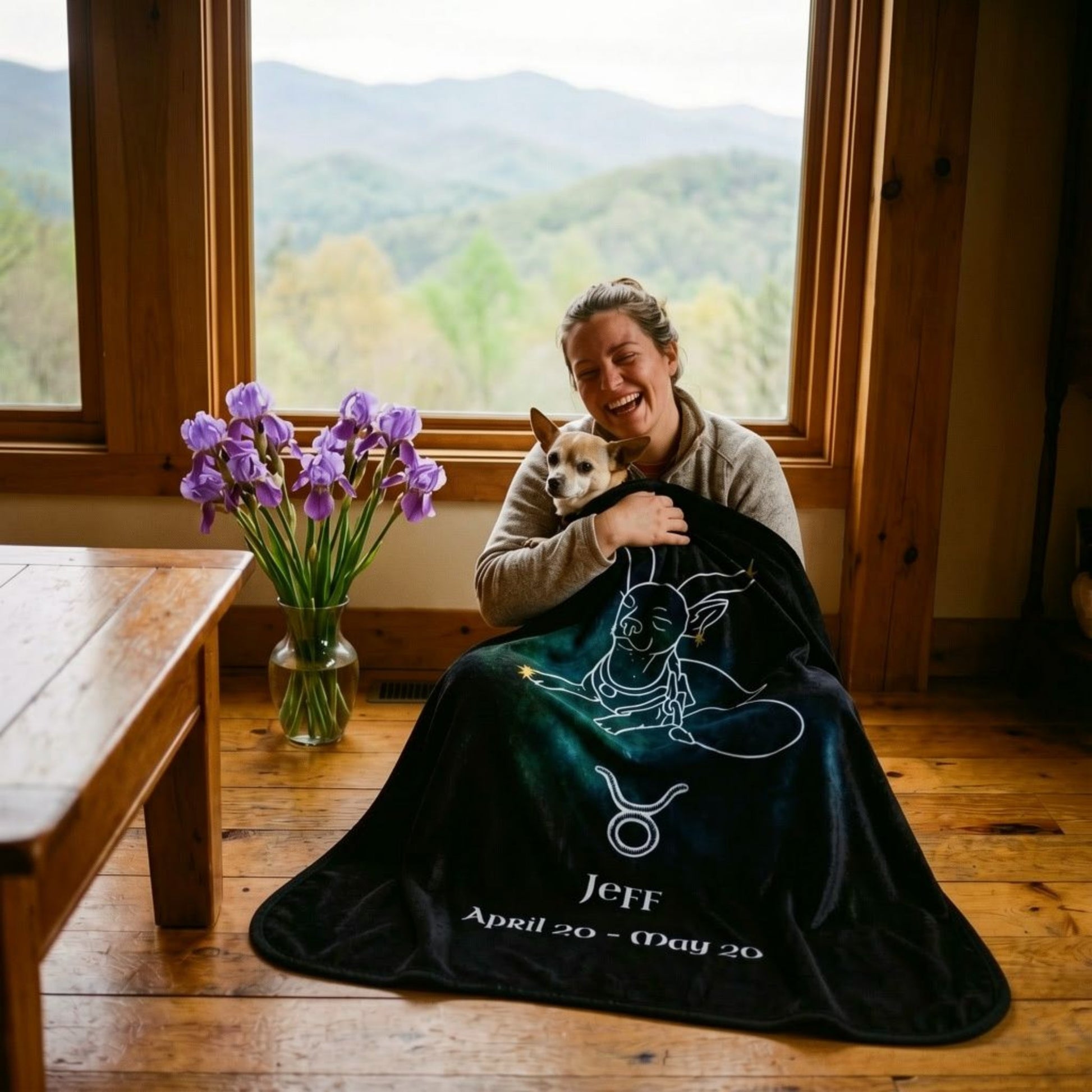 Personalized Taurus Dog Sherpa Blanket | Modern Sketch Photo Upload_Doggo Mojo_Blankets_1