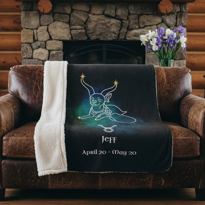 Personalized Taurus Dog Sherpa Blanket | Modern Sketch Photo Upload_Doggo Mojo_Blankets_4