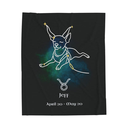 Personalized Taurus Dog Velveteen Blanket | Modern Sketch Photo Upload_Doggo Mojo_Blankets_9