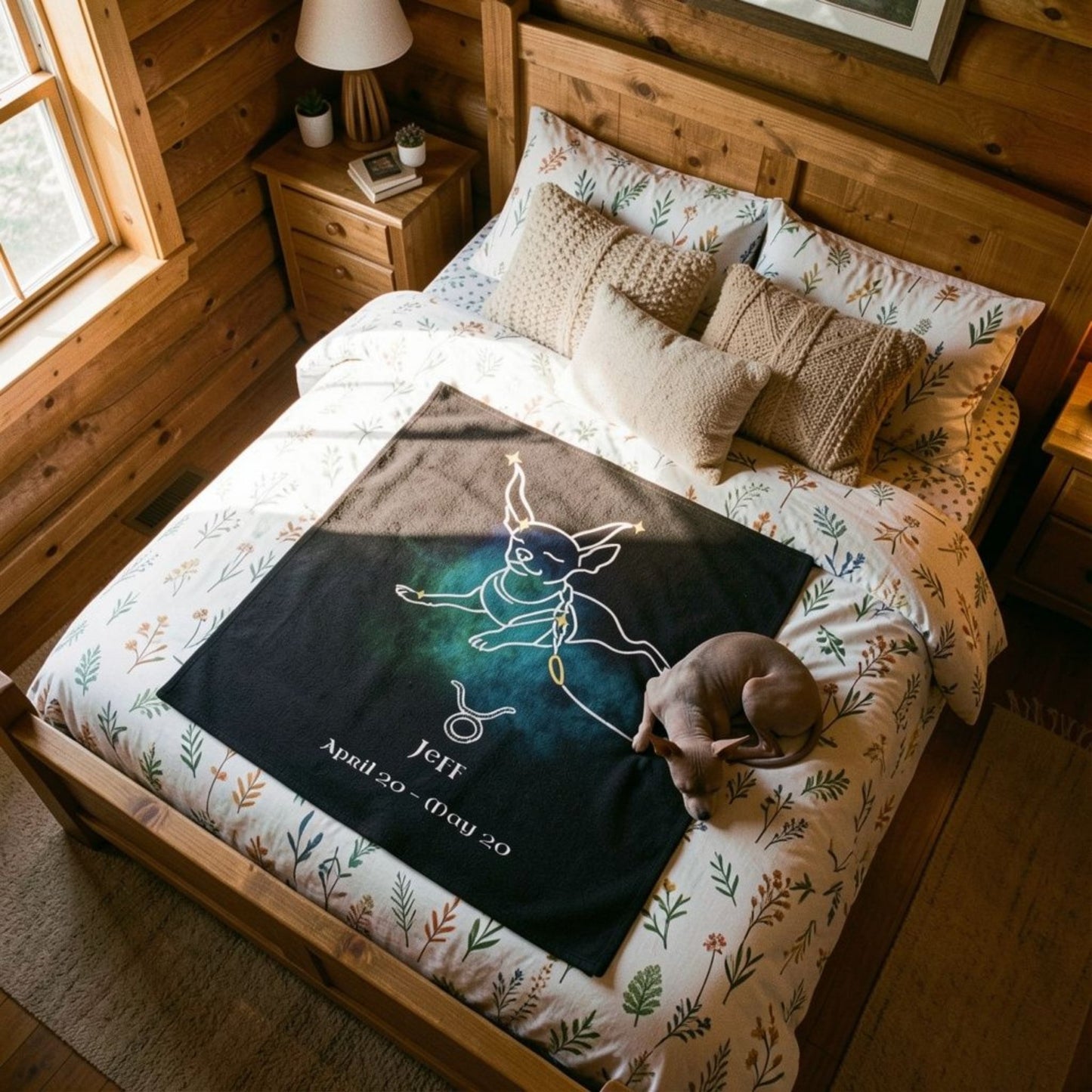 Personalized Taurus Dog Velveteen Blanket | Modern Sketch Photo Upload_Doggo Mojo_Blankets_1