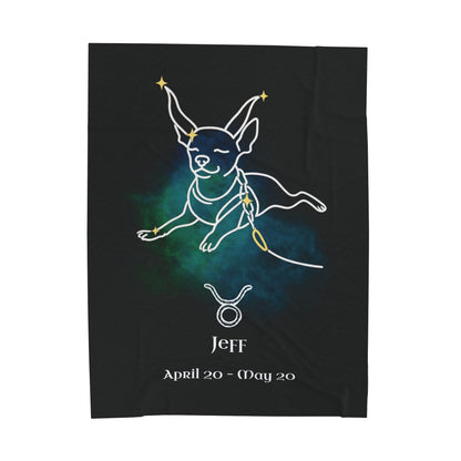 Personalized Taurus Dog Velveteen Blanket | Modern Sketch Photo Upload_Doggo Mojo_Blankets_10