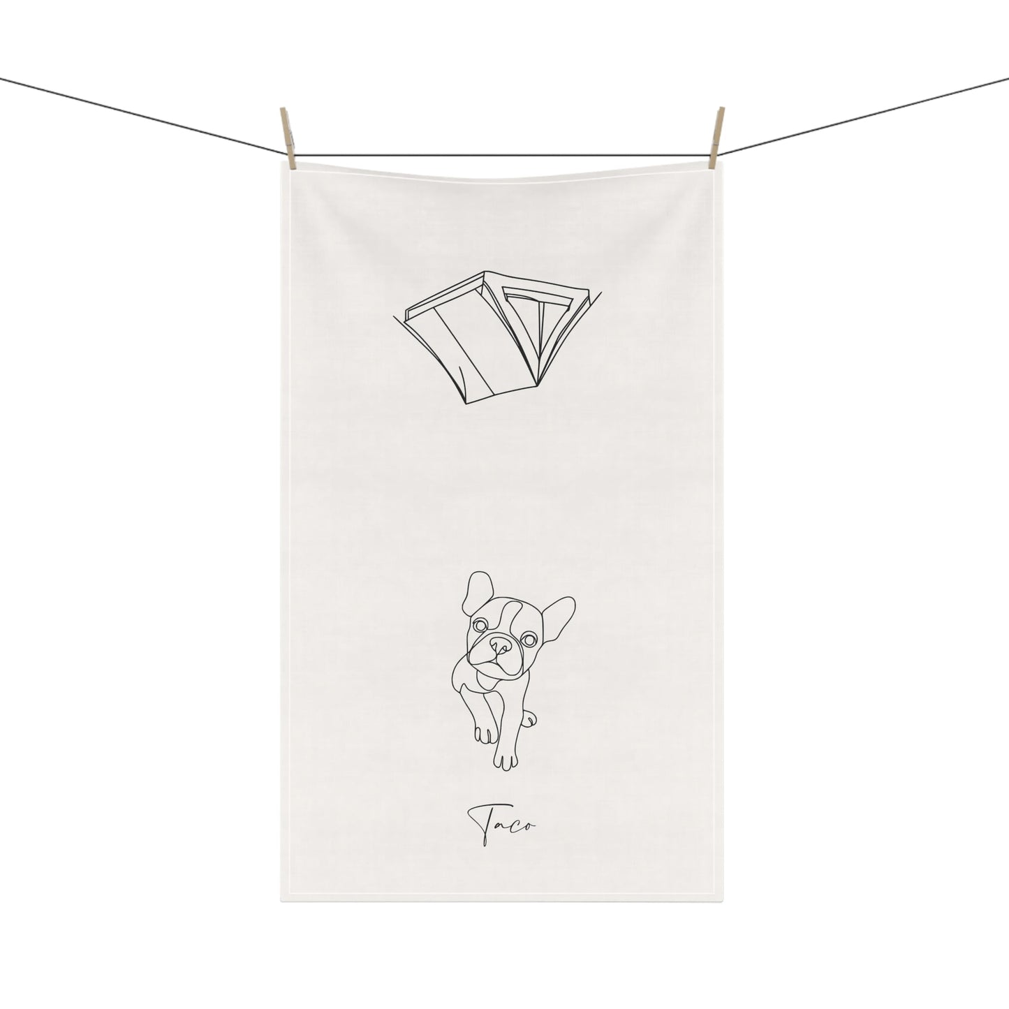 Personalized Tea Towel: Minimal Line Art & Tent with Your Dog's Photo & Name_Doggo Mojo_Kitchen Towels_3