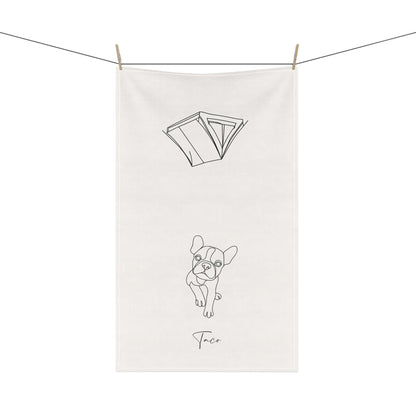 Personalized Tea Towel: Minimal Line Art & Tent with Your Dog's Photo & Name_Doggo Mojo_Kitchen Towels_3
