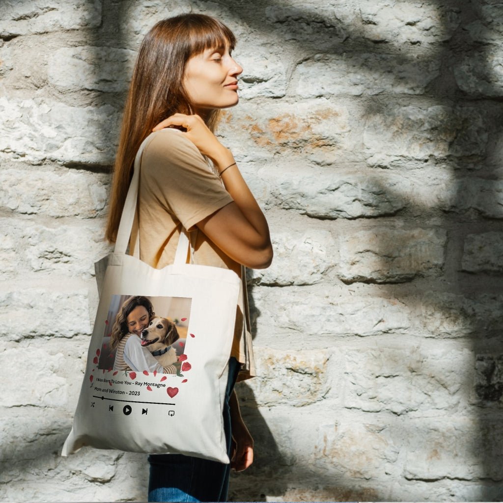 Personalized Tote Bag: Music Player Design with Your Dog's Photo or Yours Together_Doggo Mojo_Tote Bags_1