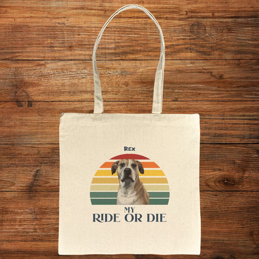 Personalized Tote Bag: My Ride or Die with Your Dog's Photo & Name_Doggo Mojo_Tote Bags_6