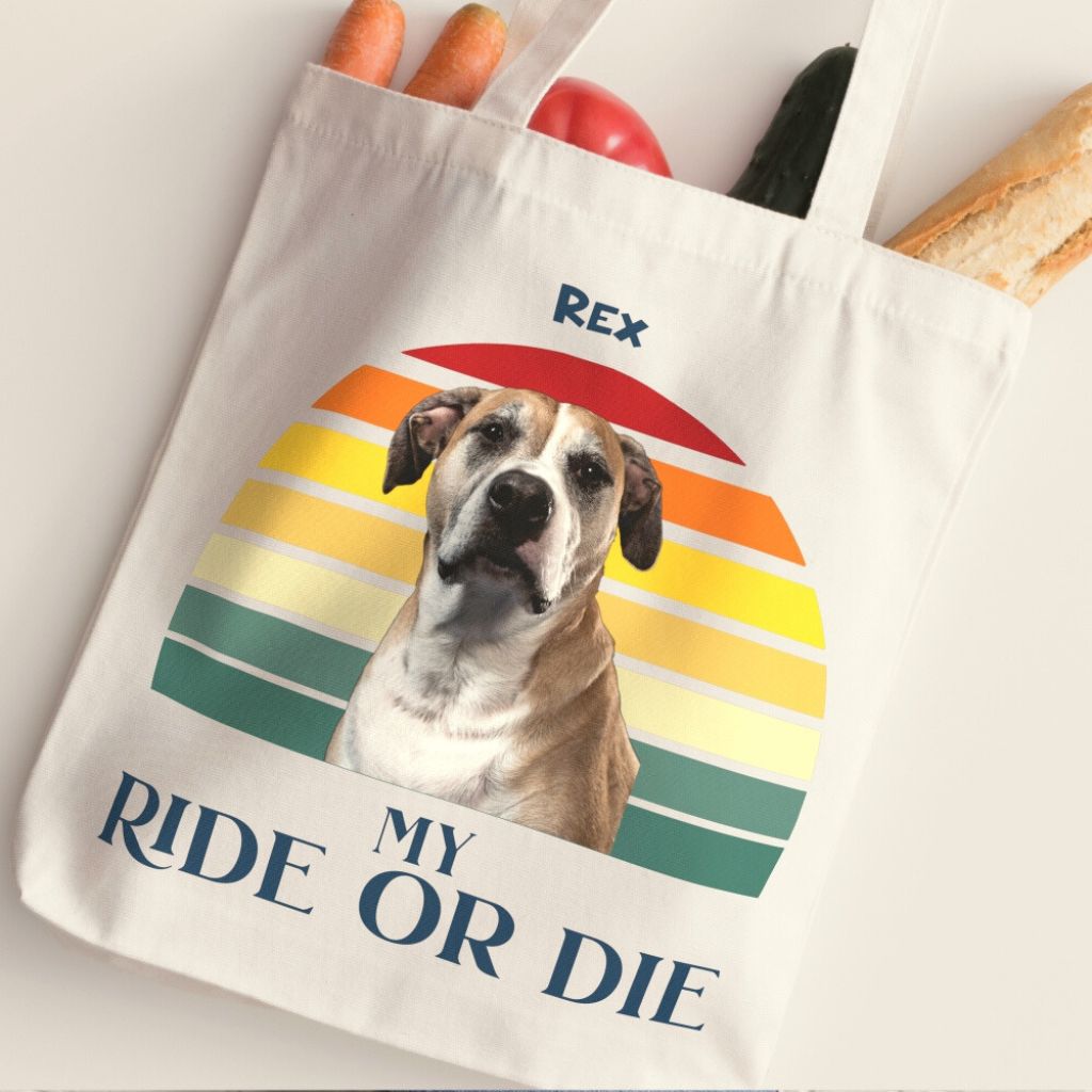 Personalized Tote Bag: My Ride or Die with Your Dog's Photo & Name_Doggo Mojo_Tote Bags_2