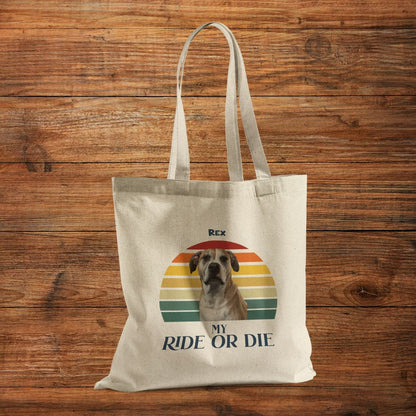 Personalized Tote Bag: My Ride or Die with Your Dog's Photo & Name_Doggo Mojo_Tote Bags_3