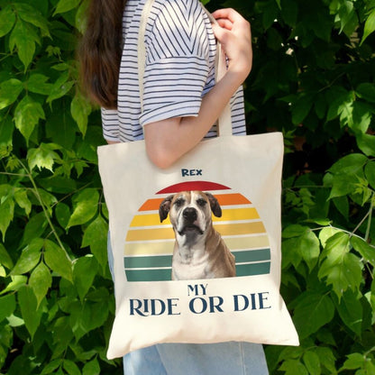 Personalized Tote Bag: My Ride or Die with Your Dog's Photo & Name_Doggo Mojo_Tote Bags_1