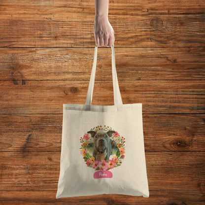 Personalized Tote Bag: Wildflower Wonders with Your Dog's Photo & Name_Doggo Mojo_Tote Bags_4