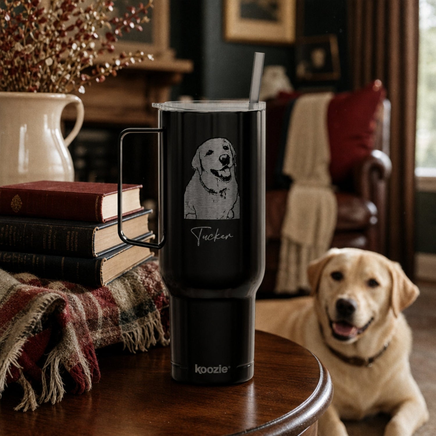 Personalized Tuscaloosa Dog 40oz Recycled Travel Tumbler | Modern Sketch Custom Engraved_Doggo Mojo_Travel Tumbler_1