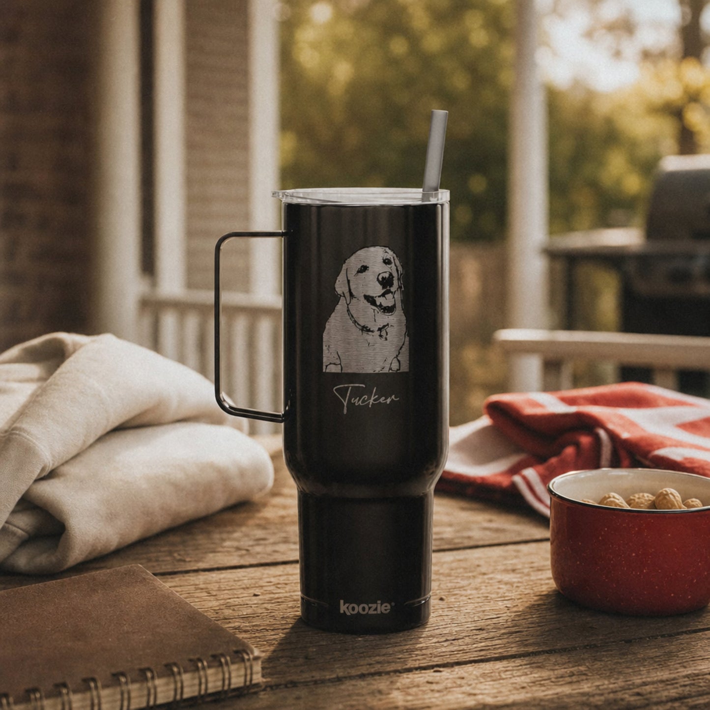 Personalized Tuscaloosa Dog 40oz Recycled Travel Tumbler | Modern Sketch Custom Engraved_Doggo Mojo_Travel Tumbler_5