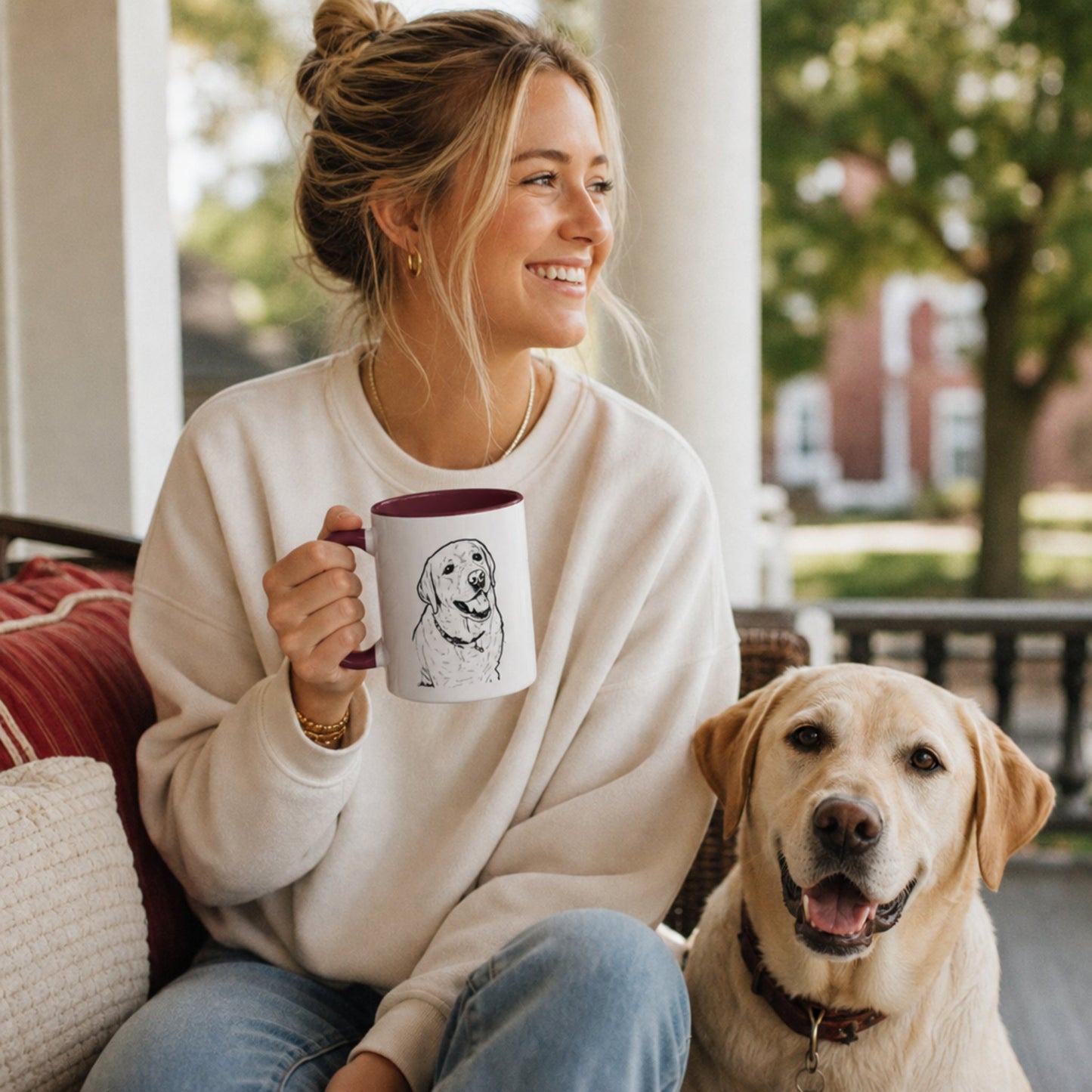Personalized Tuscaloosa Dog Ceramic Accent Mug | Modern Sketch Photo Upload_Doggo Mojo_Ceramic Mugs_1