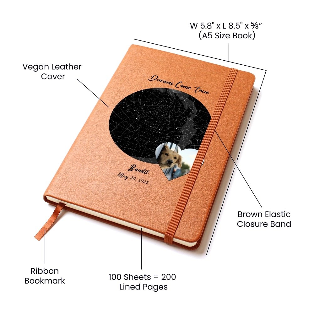 Personalized Vegan Leather Journal: Gotcha Day Dreams with Your Dog's Photo & Name_Doggo Mojo_Journals_4