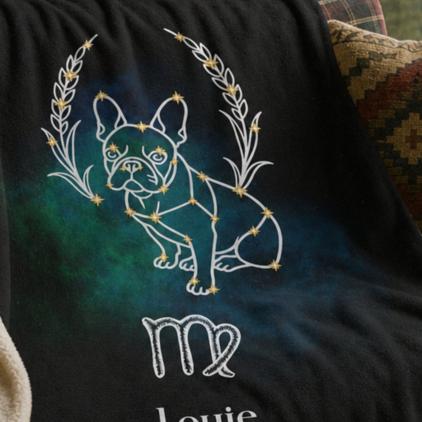 Personalized Virgo Dog Sherpa Blanket | Modern Sketch Photo Upload_Doggo Mojo_Sherpa Blankets_5