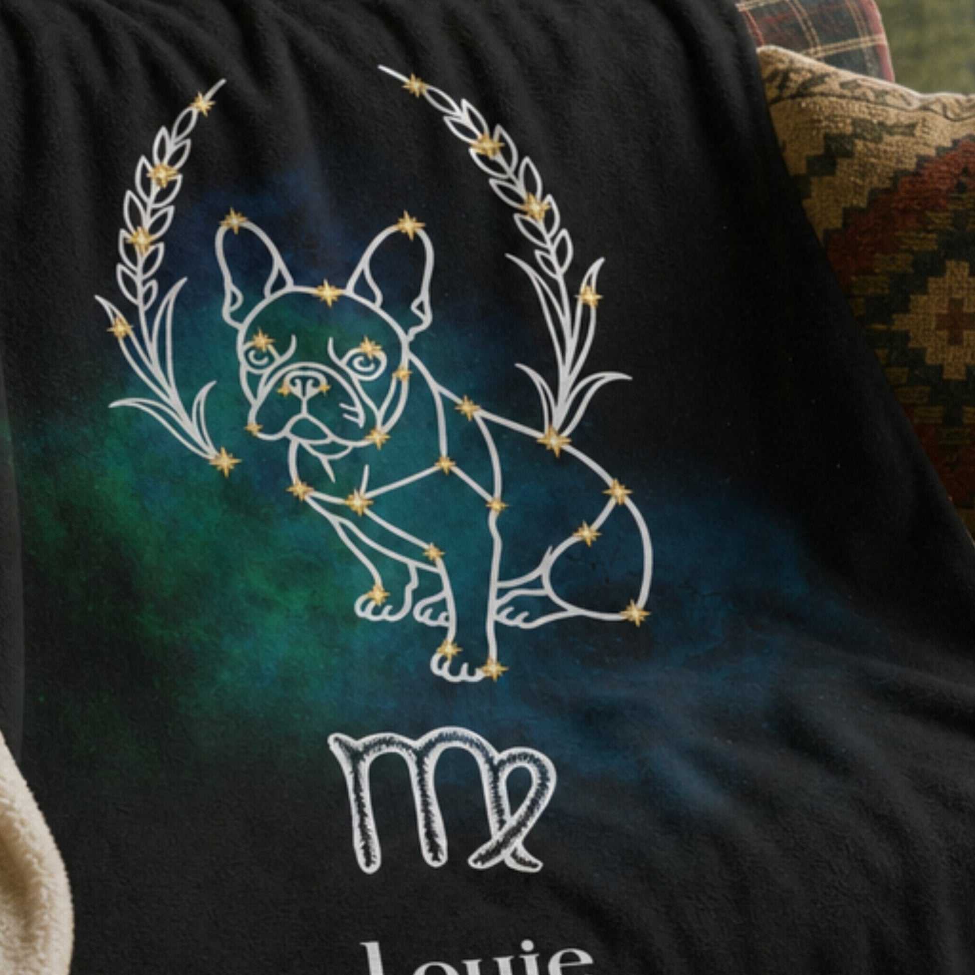 Personalized Virgo Dog Sherpa Blanket | Modern Sketch Photo Upload_Doggo Mojo_Sherpa Blankets_5