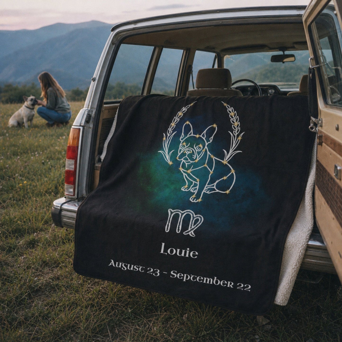 Personalized Virgo Dog Sherpa Blanket | Modern Sketch Photo Upload_Doggo Mojo_Sherpa Blankets_2
