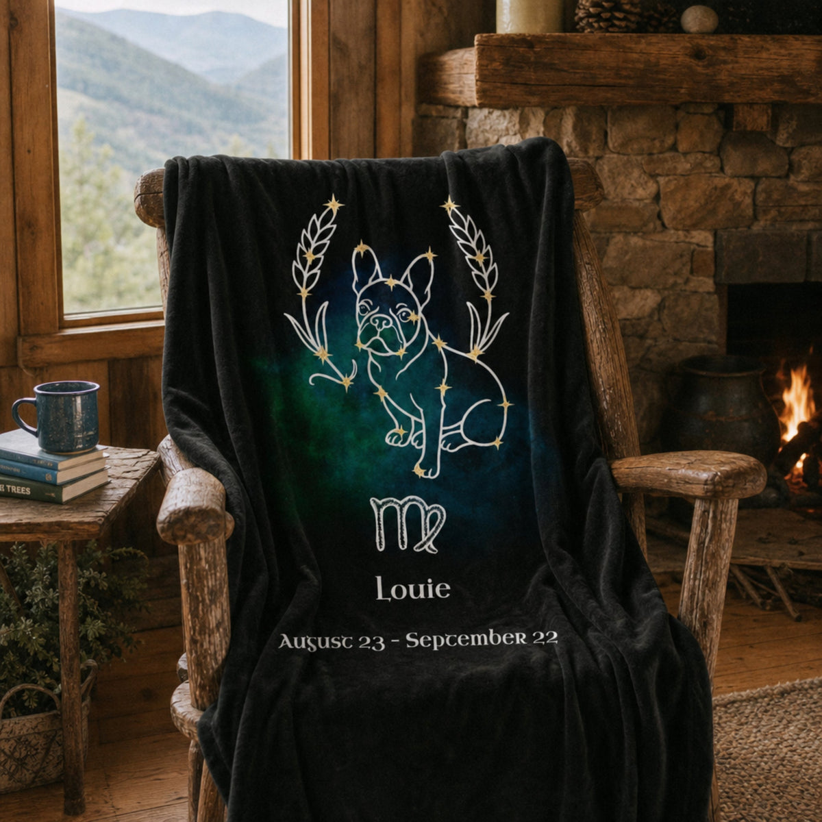 Personalized Virgo Dog Velveteen Blanket | Modern Sketch Photo Upload_Doggo Mojo_Velveteen Blankets_4