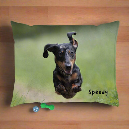 Personalized Watercolor Dog Bed with Custom Photo_Doggo Mojo_Pet Beds_28" × 18"__2