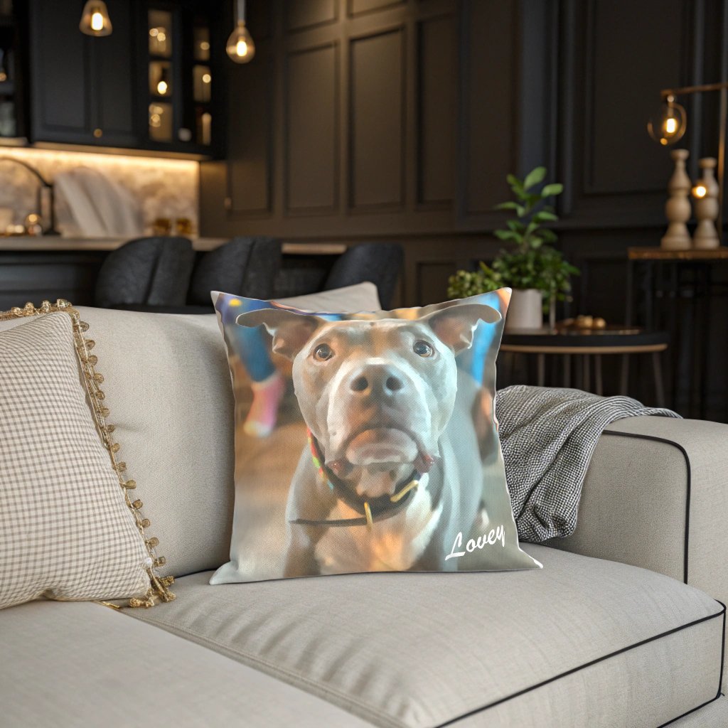 Personalized Watercolor Dog Throw Pillow with Custom Photo_Doggo Mojo_Throw Pillows_14" x 14"__1