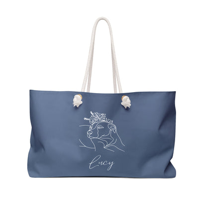 Personalized Weekender Bag: Minimal Line Art with Your Dog's Photo & Name_Doggo Mojo_Tote Bags_9