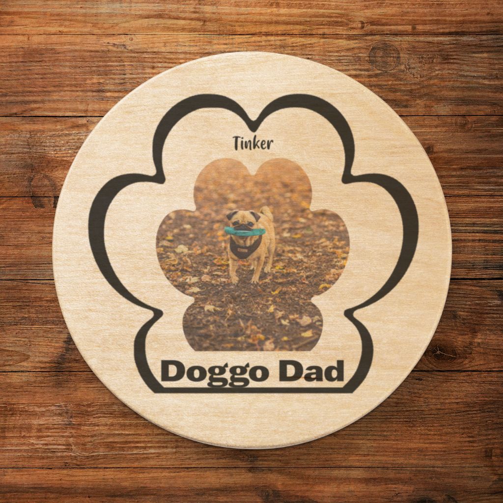 Personalized Wooden Bottle Opener: Dog Dad Paw Print with Your Dog's Photo & Name_Doggo Mojo_Bottle Openers_1