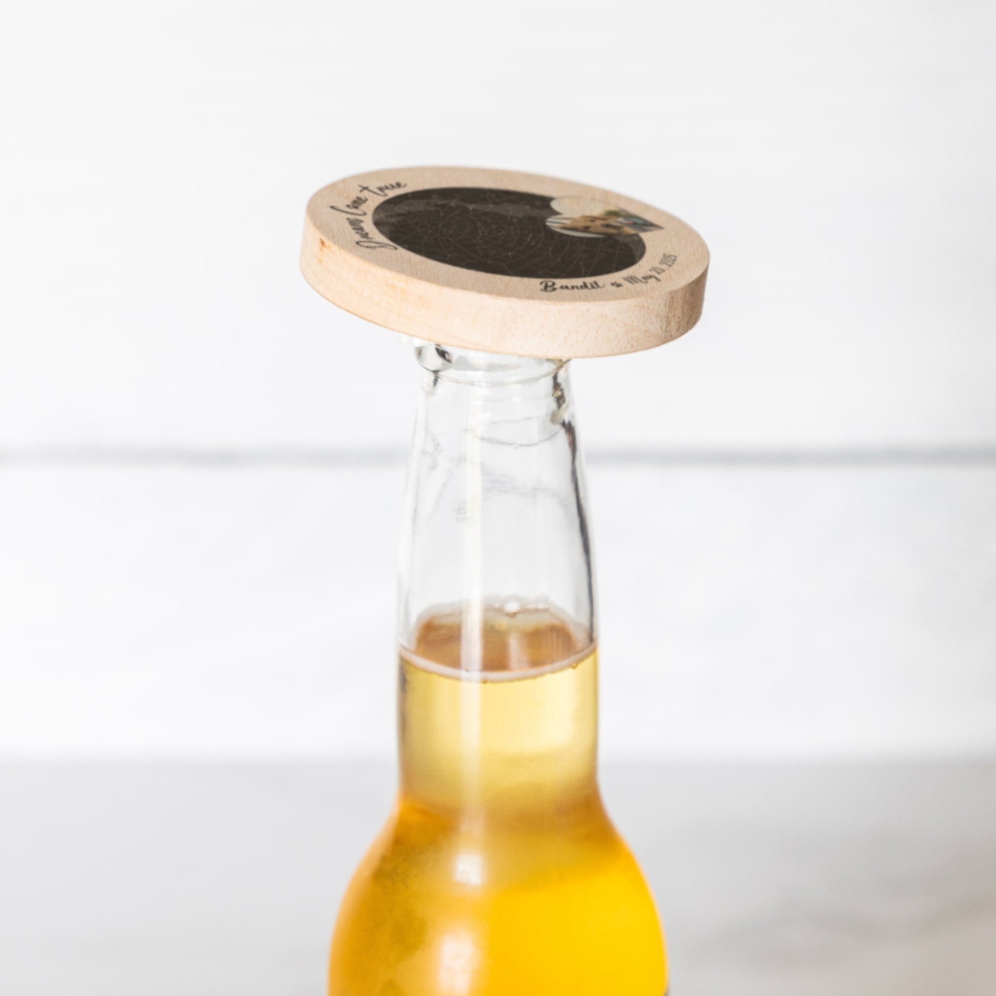 Personalized Wooden Bottle Opener: Gotcha Day Dreams with Your Dog's Photo & Name_Doggo Mojo_Bottle Openers_2
