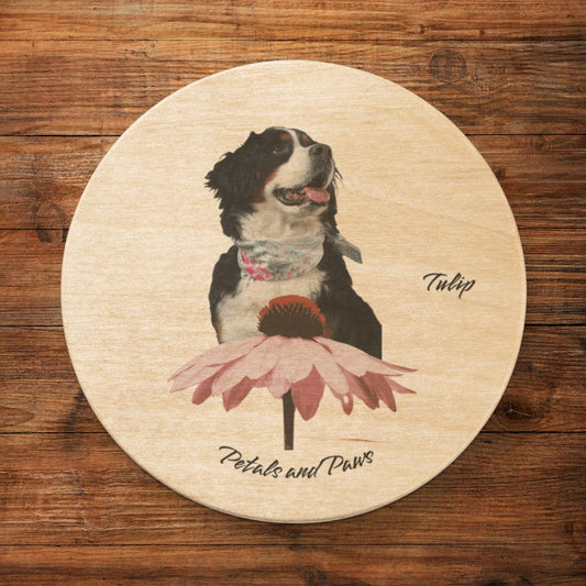 Personalized Wooden Bottle Opener: Petals and Paws with Your Dog's Photo & Name_Doggo Mojo_Bottle Openers_1