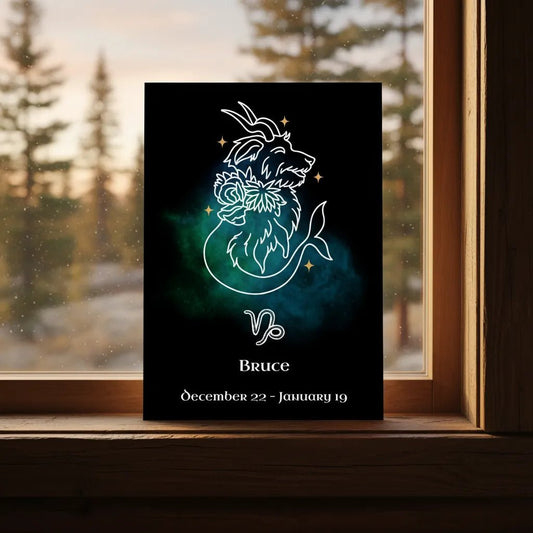 Personalized Zodiac Mini Art Print | Capricorn Design with Your Dog's Photo & Name_Doggo Mojo_Frameless Print_1