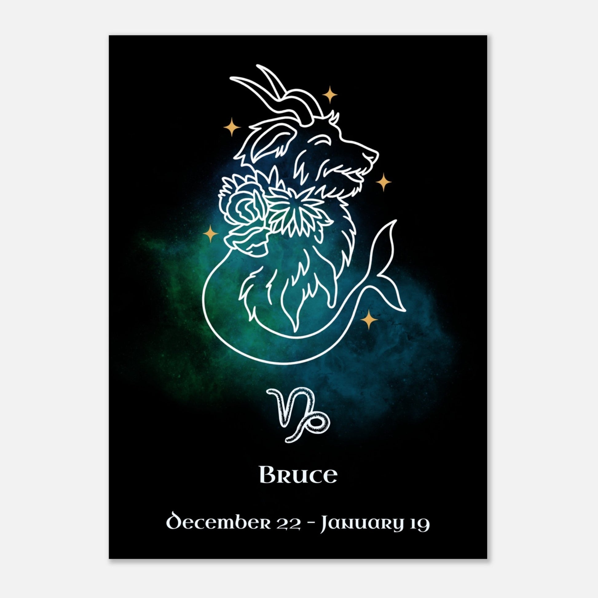 Personalized Zodiac Mini Art Print | Capricorn Design with Your Dog's Photo & Name_Doggo Mojo_Frameless Print_7