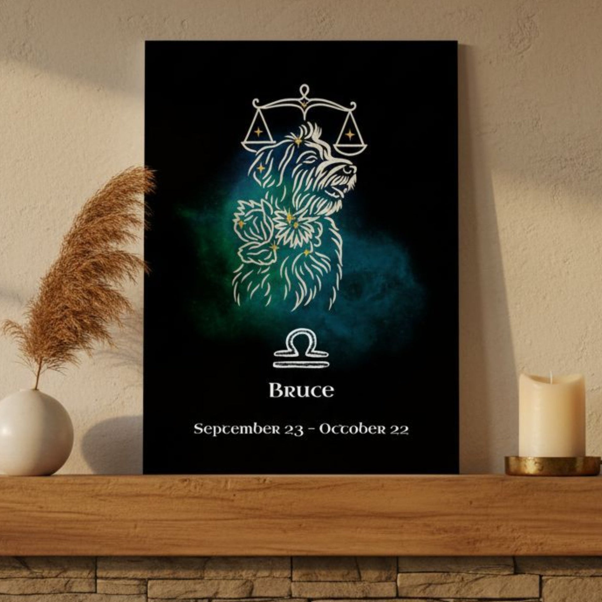 Personalized Zodiac Mini Art Print | Libra Design with Your Dog's Photo & Name_Doggo Mojo_Prints_2