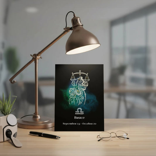 Personalized Zodiac Mini Art Print | Libra Design with Your Dog's Photo & Name_Doggo Mojo_Prints_1