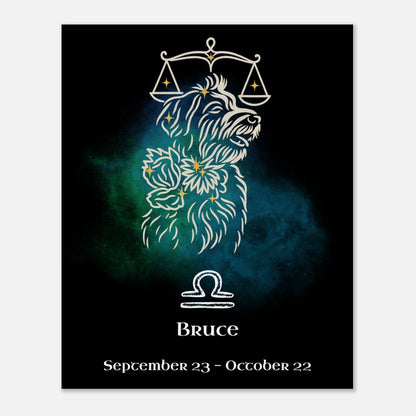 Personalized Zodiac Mini Art Print | Libra Design with Your Dog's Photo & Name_Doggo Mojo_Prints_12