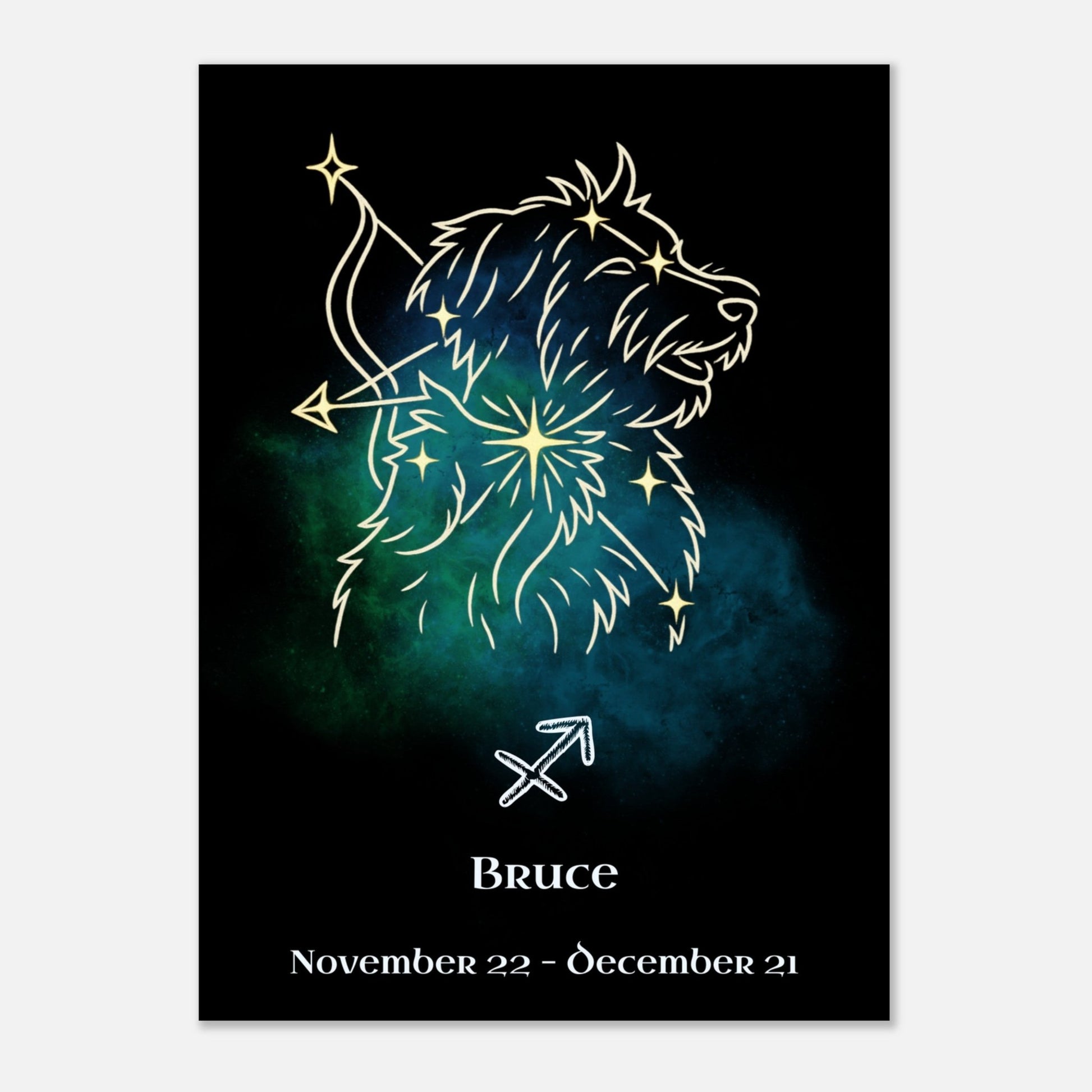 Personalized Zodiac Mini Art Print | Sagittarius Design with Your Dog's Photo & Name_Doggo Mojo_Frameless Print_7