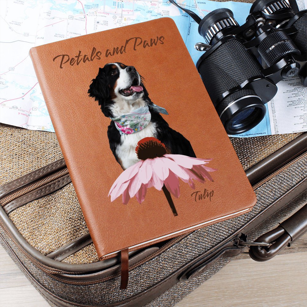 Petals and Paws: Personalized Vegan Leather Journal with Your Dog's Photo & Name_Doggo Mojo_Journals_3