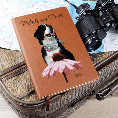 Petals and Paws: Personalized Vegan Leather Journal with Your Dog's Photo & Name_Doggo Mojo_Journals_3