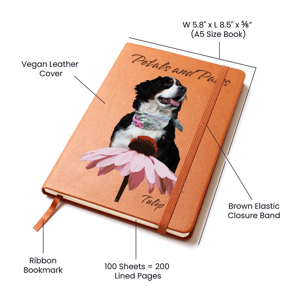 Petals and Paws: Personalized Vegan Leather Journal with Your Dog's Photo & Name_Doggo Mojo_Journals_4