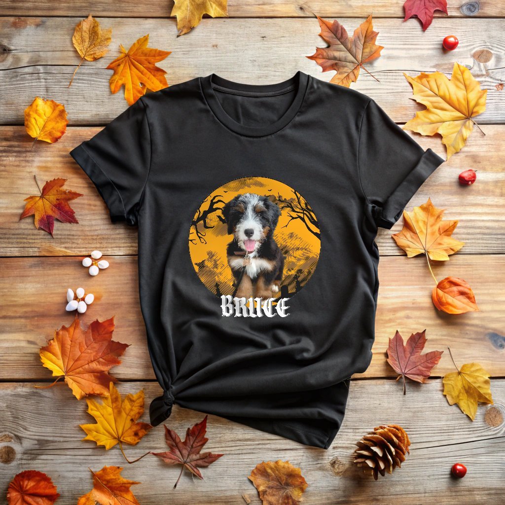 Spooky Moon T-Shirt with Custom Dog Photo_Doggo Mojo_T-shirts_Black_S_3