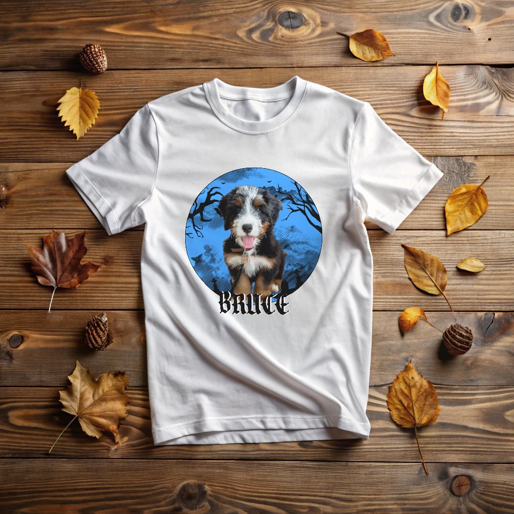 Spooky Moon T-Shirt with Custom Dog Photo_Doggo Mojo_T-shirts_White_S_4